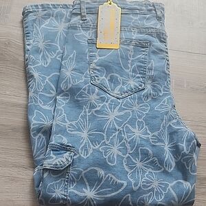 Blue Butterfly Print Men's Jeans